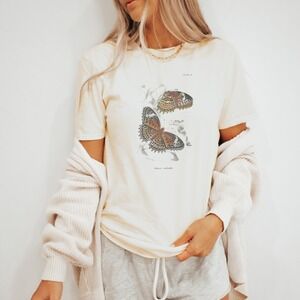 Vintage Butterfly Illustration Graphic Tee Natural Naturalist Art